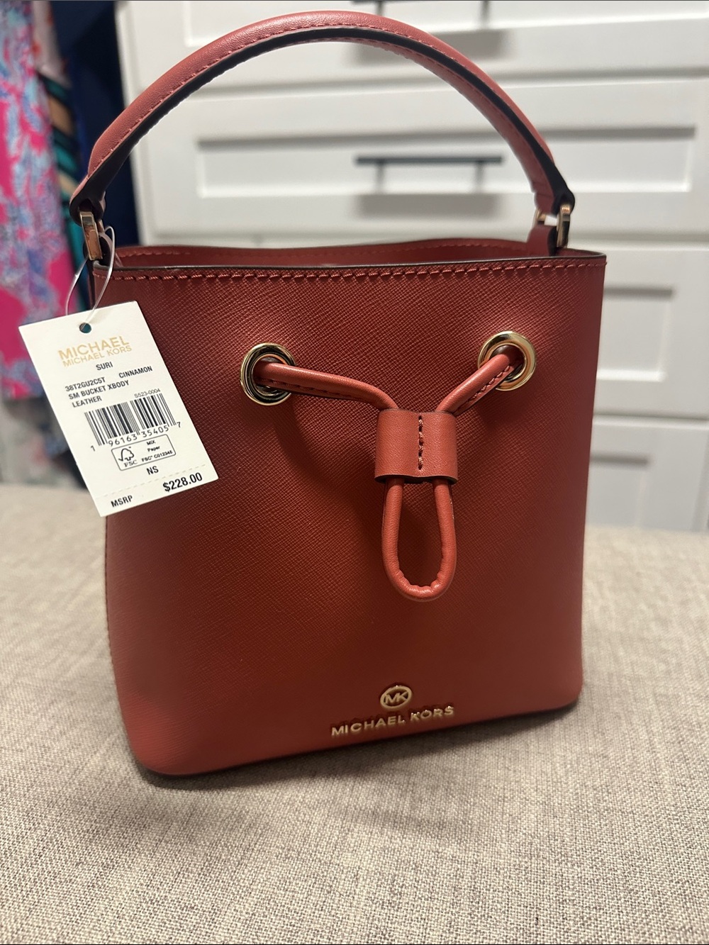 Michael Kors Cinnamon Saffiano Leather Mini Bucket Bag